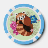 Rode Panda Lotus Bloemen Henna Poker Chips (Achterkant)