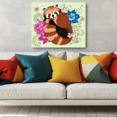 Rode Panda Lotus Bloemen Henna Poster