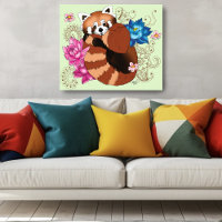 Rode Panda Lotus Bloemen Henna