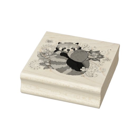 Rode Panda Lotus Bloemen Henna Rubberstempel (Stempel)