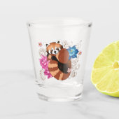 Rode Panda Lotus Bloemen Henna Shot Glas (Voorkant)
