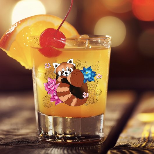 Rode Panda Lotus Bloemen Henna Shot Glas