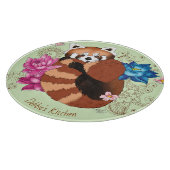 Rode Panda Lotus Bloemen Henna Snijplank (Hoek)