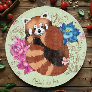 Rode Panda Lotus Bloemen Henna Snijplank