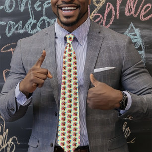 Rode Panda Lotus Bloemen Henna Stropdas