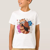 Rode Panda Lotus Bloemen Henna T-shirt (Voorkant)