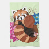 Rode Panda Lotus Bloemen Henna Theedoek (Verticaal)