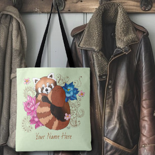 Rode Panda Lotus Bloemen Henna Tote Bag