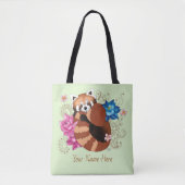Rode Panda Lotus Bloemen Henna Tote Bag (Voorkant)