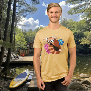 Rode Panda Lotus Bloemen Henna Tri-Blend Shirt