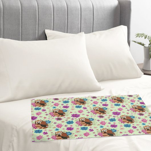 Rode Panda Lotusbloemen Henna Kussensloop