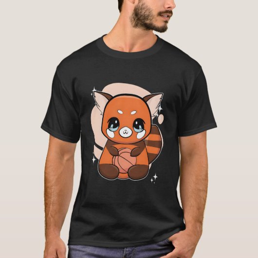 Rode panda met basketbal t-shirt (Voorkant)