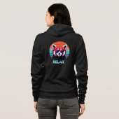 Rode Panda met een zonnebril met het woord Relax Hoodie (Achterkant volledig)