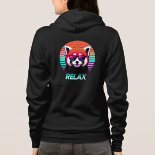 Rode Panda met een zonnebril met het woord Relax Hoodie