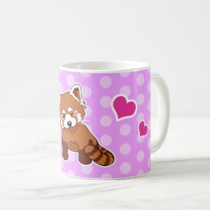 Rode panda met hart en roze pokstippen koffiemok