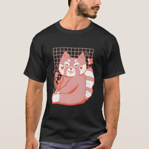 Rode panda met kleurrijke bloemen voor kinderen t-shirt
