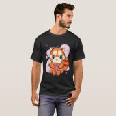Rode panda met lint borstkanker bewustzijn t-shirt (Voorkant volledig)