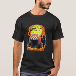 Rode panda met pompoenen grappig enge Halloween de T-shirt