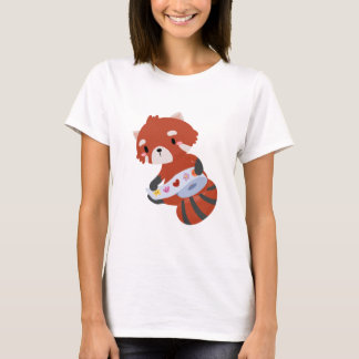 Rode panda met Stickers T-shirt