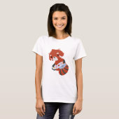 Rode panda met Stickers T-shirt (Voorkant volledig)