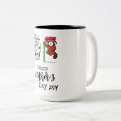 Rode panda moederdag 2024. tweekleurige koffiemok (Voorkant rechts)