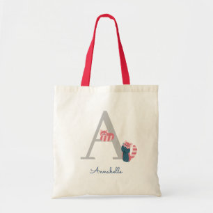 Rode panda monogram letter "A" Canvas tas