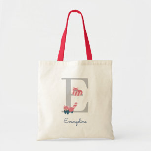 Rode panda monogram letter "E" Canvas tas