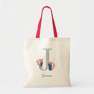 Rode Panda Monogram Letter "J" Canvas tas