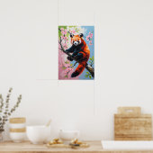 Rode panda op bloeiende boom Cute dierenkunst Poster (Keuken)
