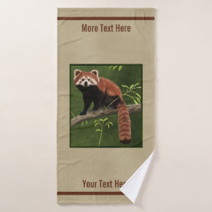 Rode Panda op oud papier Badhanddoek