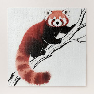 Rode panda op tak gehesen legpuzzel