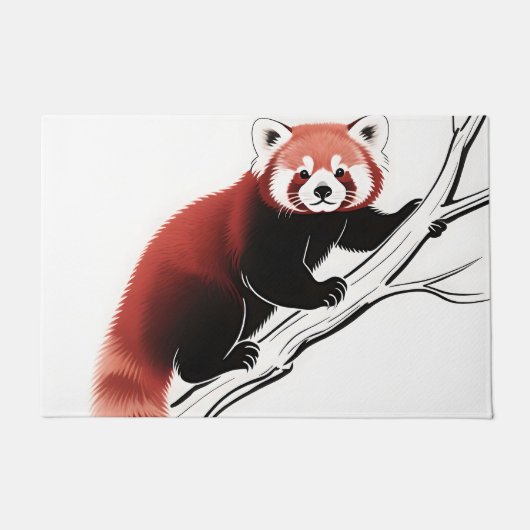 Rode panda op tak gezeten deurmat (Voorkant)