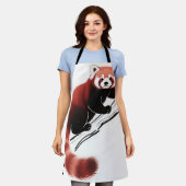Rode panda op tak zittend schort (Gedragen)