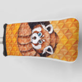 Rode panda over het oranje Cubisme Geomeric Golfheadcover (Voorkant)