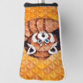 Rode panda over het oranje Cubisme Geomeric Golfheadcover (Draai 90)