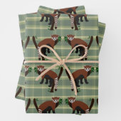 Rode panda-papierbladen inpakpapier vel (In situ)