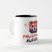 Rode Panda Passief Geweldige Tweekleurige Koffiemok (Voorkant links)