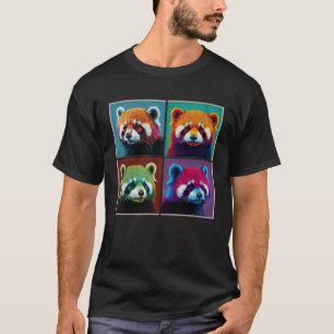 Rode Panda Pop Illustratie Kleurrijke Dierlijke Vr T-shirt