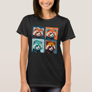 Rode Panda Pop Illustratie Kleurrijke Dierlijke Vr T-shirt