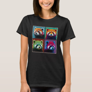 Rode Panda Pop Illustratie Kleurrijke Dierlijke Vr T-shirt