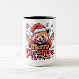 Rode Panda Prettig Kerstfeest 12/25/25 Mok