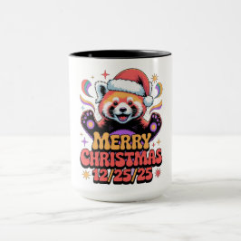 Rode Panda Prettig Kerstfeest 12/25/25 Mok
