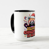 Rode Panda Prettig Kerstfeest 12/25/25 Mok (Voorkant links)