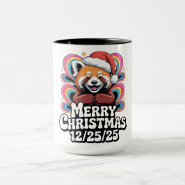 Rode Panda Prettig Kerstfeest 12/25/25 Mok