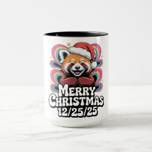 Rode Panda Prettig Kerstfeest 12/25/25 Mok