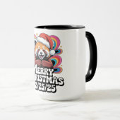 Rode Panda Prettig Kerstfeest 12/25/25 Mok (Voorkant rechts)