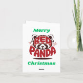 Rode Panda Prettig Kerstfeest Feestdagen Kaart (Achterkant)
