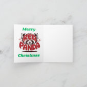 Rode Panda Prettig Kerstfeest Feestdagen Kaart (Binnen)