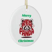 Rode Panda Prettig Kerstfeest Keramisch Ornament (Rechts)
