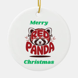 Rode Panda Prettig Kerstfeest Keramisch Ornament